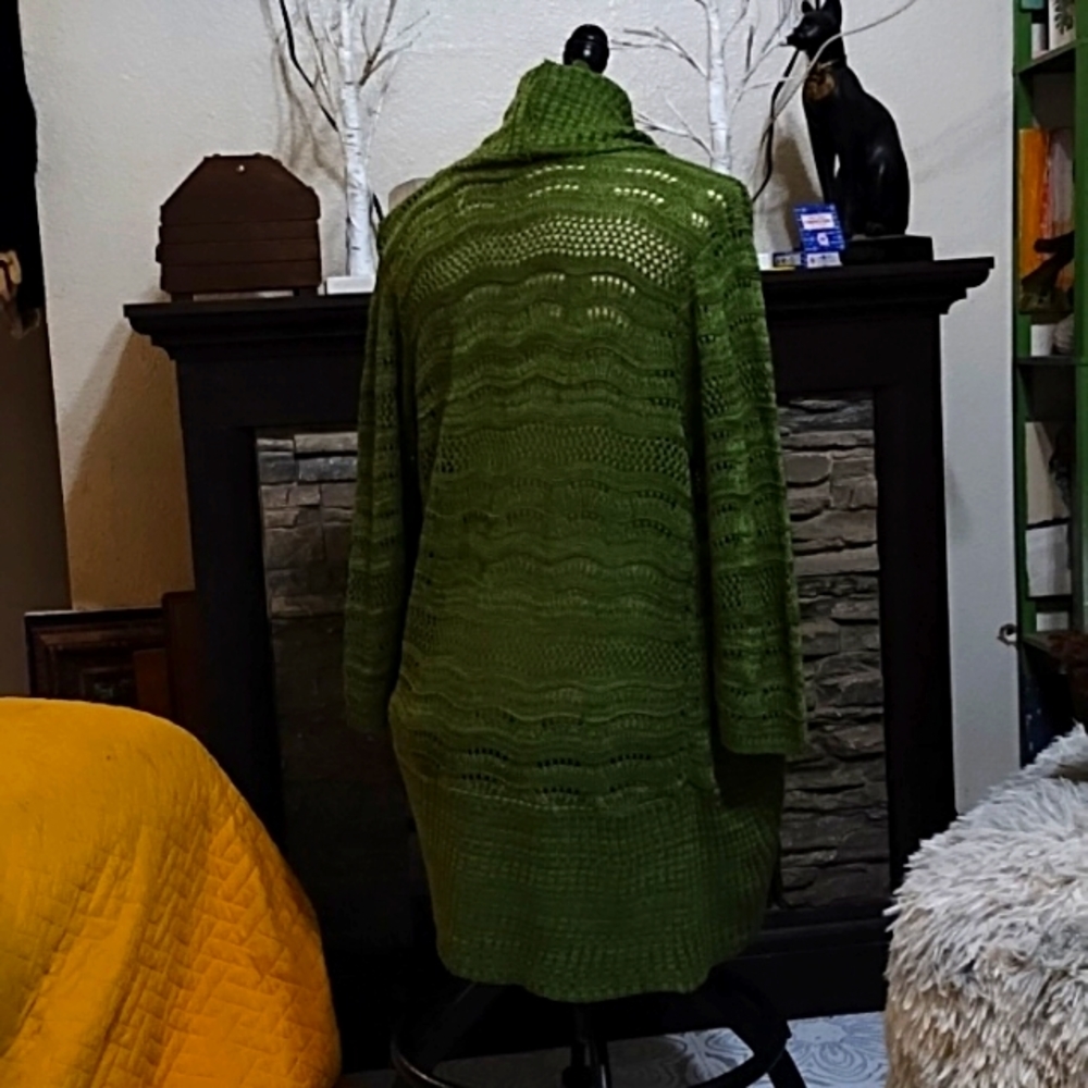 A Knitch ABOVE Green knit sweater open front cardigan April March Spring - Picture 6 of 9